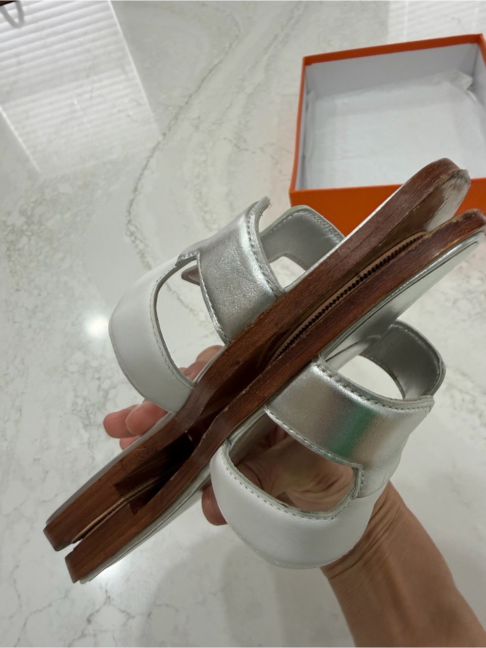 Authentic Hermes Oran Sandals • Rare Metallic Edition • Size 40 - Picture 7 of 11